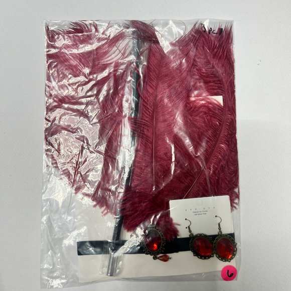 1920s Flapper Accessories Red Gatsby Costume Accessories Set #2516 - Picture 5 of 8